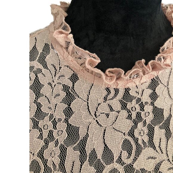 Elegant Cable & Gauge Lace Top - Pale Mauve XL - Picture 6 of 10